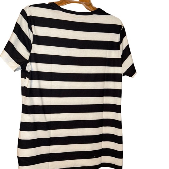 Woman Jailbird Prisoner Halloween Costume Striped T-Shirt size Large L - Picture 2 of 2